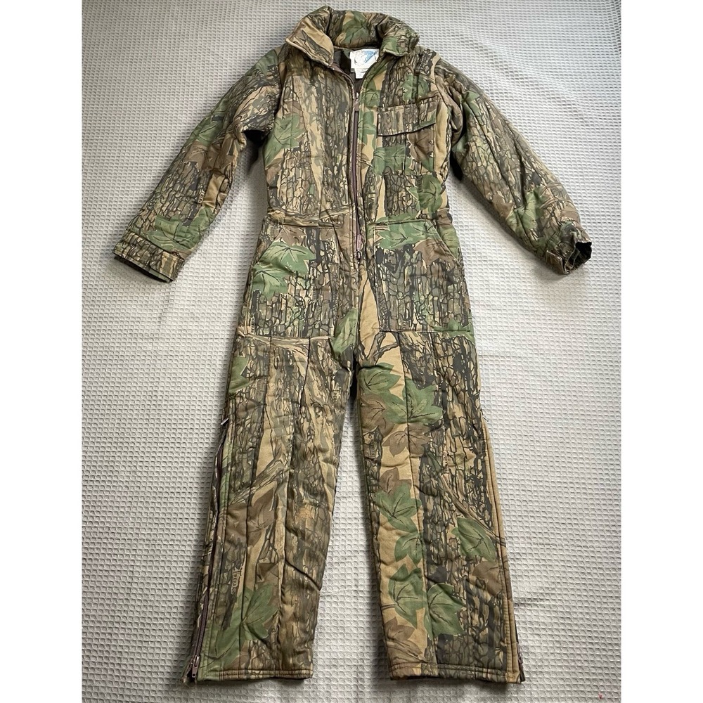 Vintage Trophy Club Trebark Camo Coveralls 8/10 Youth Hunting Insulated
